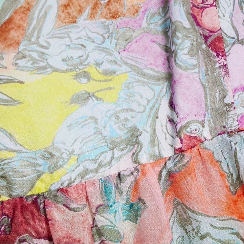 NWT Alice + Olivia Ruffled Off Shoulder Maxi Dress - Multi Print Boho Maxi Dress - Picture 10 of 15